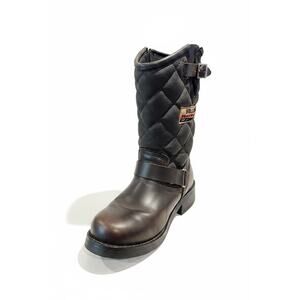 Vintage Buldozer Racing quilted leather biker boots Brown Size 38 7.5